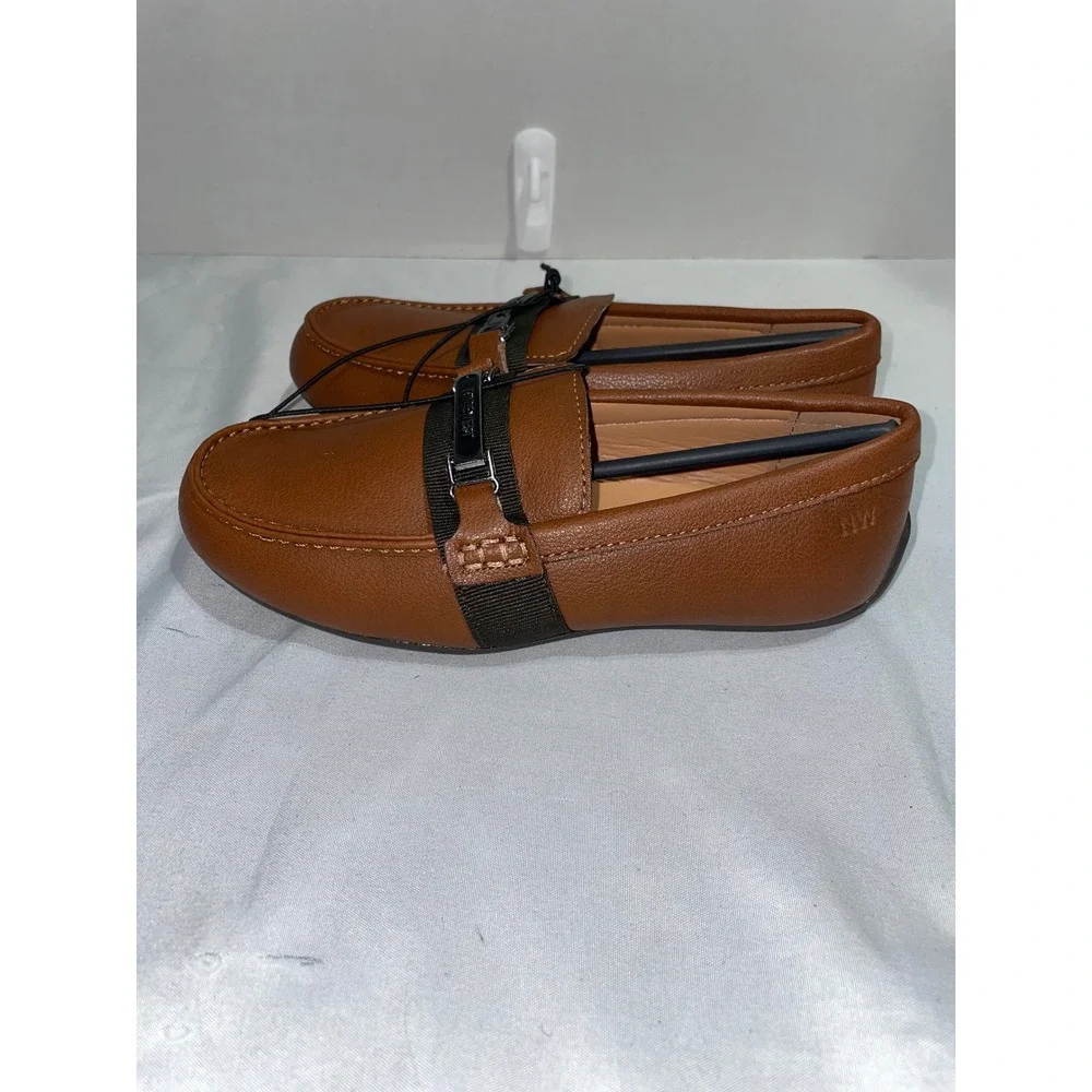 Nine West Damian Youth Loafers Cognac Brown Slip On Driver‎ Shoes Size 13 9KF